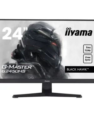 IIYAMA - G2450HS-B1 : Moniteur LED Full HD 24 pouces, Temps de réponse de 1ms, Haut-parleurs intégrés, Connectique HDMI et VGA.