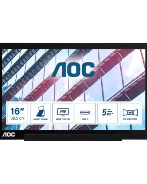 Ecran plat PC AOC 01 Series I1601P 39,6 cm (15.6") Full HD LED Argent, Noir 1920 x 1080 pixels