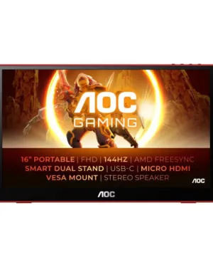 Écran plat PC AOC 16G3 39,6 cm (15.6") 1920 x 1080 pixels Noir, Rouge