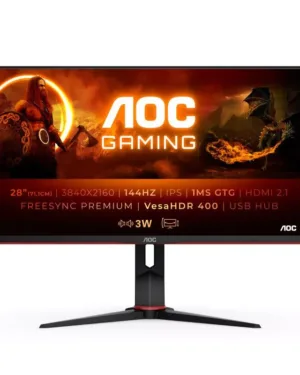 Écran LED AOC G2 U28G2XU2/BK - 71,1 cm (28") - 3840 x 2160 pixels - 4K Ultra HD - Noir, Rouge
