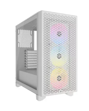 CORSAIR 3000D White Mid-Tower with Airflow, RGB and Tempered Glass