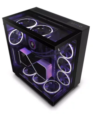 NZXT H9 Elite Noir - Boîtier PC ATX Moyen Tour avec Panneau Latéral en Verre Trempé et Ventilateurs RGB Intégrés
