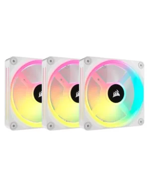 Kit de démarrage ventilateurs PWM 120 mm iCUE LINK QX120 RGB -WH de CORSAIR.